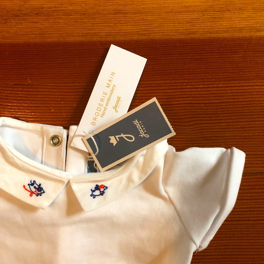 Jacadi hand-embroidered bodysuit - NEW 6 Months